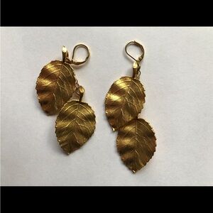 Kenneth Jay Lane Gold Leaf Dangle Earrings